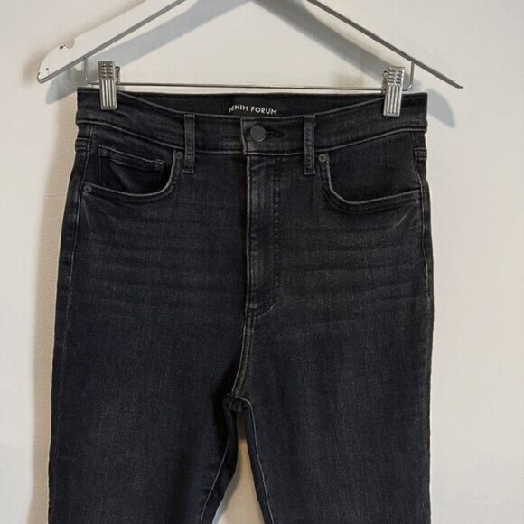 Aritzia Denim Forum The Lola High Rise Skinny Crop Raw Hem  Washed Black Jeans - Picture 4 of 7